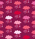 Valentine`s raining love hearts repeat burgundy pattern