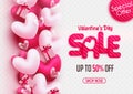 Valentine`s sale vector banner design. Valentine`s day special offer text