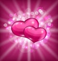 Valentines shimmering background with beautiful he