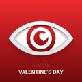 Valentine`s sign. Eye with heart in the pupil. Royalty Free Stock Photo