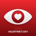 Valentine`s sign. Eye with heart in the pupil. Royalty Free Stock Photo