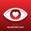 Valentine`s sign. Eye with heart in the pupil. Royalty Free Stock Photo