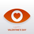 Valentine`s sign. Eye with heart in the pupil. Royalty Free Stock Photo