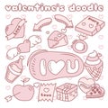 Valentine\'s themed hand drawn doodle art