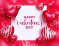 Valentine`s vector background template. Happy valentine`s day text in white board with empty space  for romantic valentine. Royalty Free Stock Photo