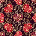 Valentine seamless dark pattern with purple hearts Royalty Free Stock Photo