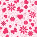 Valentine seamless pattern with hearts and flower Royalty Free Stock Photo