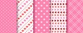 Valentine seamless pattern. Pink red textures. Vector illustration Royalty Free Stock Photo