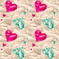 Valentine seamless pattern with watercolor hearts