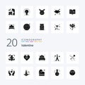 20 Valentine Solid Glyph icon Pack like love love board day valentine