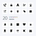 20 Valentine Solid Glyph icon Pack like love valentines love valentine heart