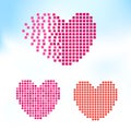 Valentine square pixel heart on sky backdrop