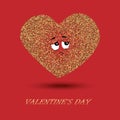 Valentine stylish golden heart design with red background - eps10