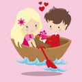 valentine sweethearts couple in boat 09 Royalty Free Stock Photo