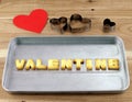 valentine word, preparing baking homemade cracker for valentine day Royalty Free Stock Photo