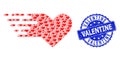 Scratched Valentine Round Seal Stamp and Recursion Valentine Heart Icon Collage