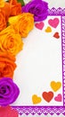 Valentine Themes Border with Paper Texture and Fireburst Spectrum Palette Royalty Free Stock Photo