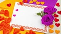 Valentine Themes Border with Paper Texture and Fireburst Spectrum Palette Royalty Free Stock Photo