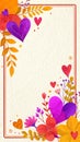 Valentine Themes Border with Paper Texture and Fireburst Spectrum Palette Royalty Free Stock Photo