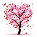 Valentine tree, love, leaf from hearts Royalty Free Stock Photo