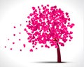 Valentine tree with pink hearts for your design Royalty Free Stock Photo