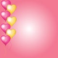 Valentine vector card with pink and golden helium balloons. Design for wedding, anniversary, Valentine`s day, party, banner, post Royalty Free Stock Photo