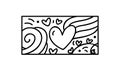 Valentine vector composition hearts. Hand drawn love holiday constructor logo in rectangle horizontal frame for greeting