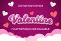 valentine vector text effect fully editable and scalable. lettering effect. pink text effect. with background clouds and love