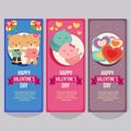 Valentine vertical banner with bear and bird couple Royalty Free Stock Photo