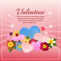 Valentine vertical banner with bear and bird couple Royalty Free Stock Photo