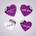 Valentine violet heart stickers Royalty Free Stock Photo