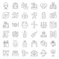 Valentine, Wedding and honeymoon icon set, thin line icon