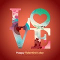 Valentine and wedding LOVE word with collage graphic