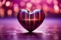 Valentine week Background of images of a barcode heart on a purple and pink bokeh background.