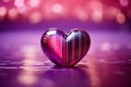 Valentine week Background of images of a barcode heart on a purple and pink bokeh background.