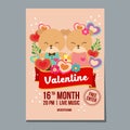 Valentine week festival poster with bear couple Royalty Free Stock Photo