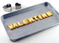 valentine word, preparing baking homemade cracker for valentine day Royalty Free Stock Photo