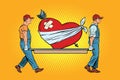 Valentine, wounded heart in love carry movers