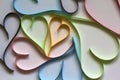 Valentine& x27;s day abstract background with cut paper colorful hear