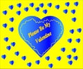Valentine& x27;s day cards please be mine Valentine love card blue heart on yellow background Royalty Free Stock Photo