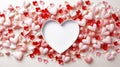 Valentine's Day composition. Hearts and heart shaped petals with place for text