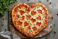 Valentine& x27;s day heart shaped pizza. Romantic meal