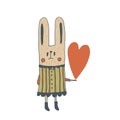 bunny with heart Valentine's day illustration. Rabbit. Vector illustration Royalty Free Stock Photo