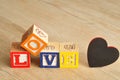 Valentine's Day.Love Spelled with colorful alphabet blocks Royalty Free Stock Photo