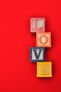 Valentine's Day.Love Spelled with colorful alphabet blocks Royalty Free Stock Photo