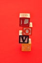 Valentine's Day.Love Spelled with colorful alphabet blocks Royalty Free Stock Photo