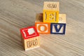 Valentine's Day.Love Spelled with colorful alphabet blocks Royalty Free Stock Photo