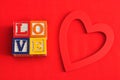 Valentine's Day.Love Spelled with colorful alphabet blocks Royalty Free Stock Photo