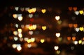 Valentine& x27;s day romantic glitter bokeh background with many hearts lights. Royalty Free Stock Photo