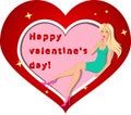 Valentine's postcard with the blond Royalty Free Stock Photo